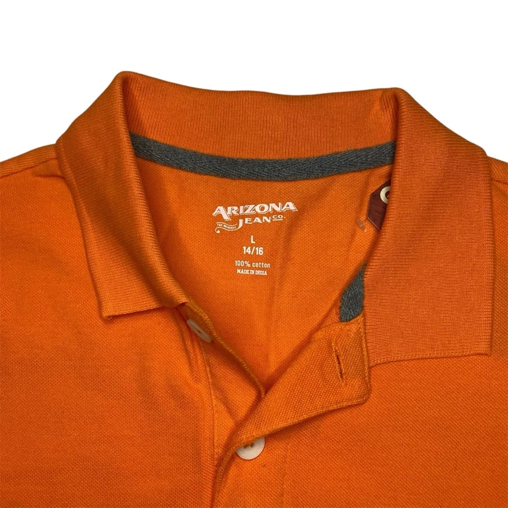 NWT Arizona Jean Co Youth Orange Golden Poppy Polo Shirt Sz L 14/16‎